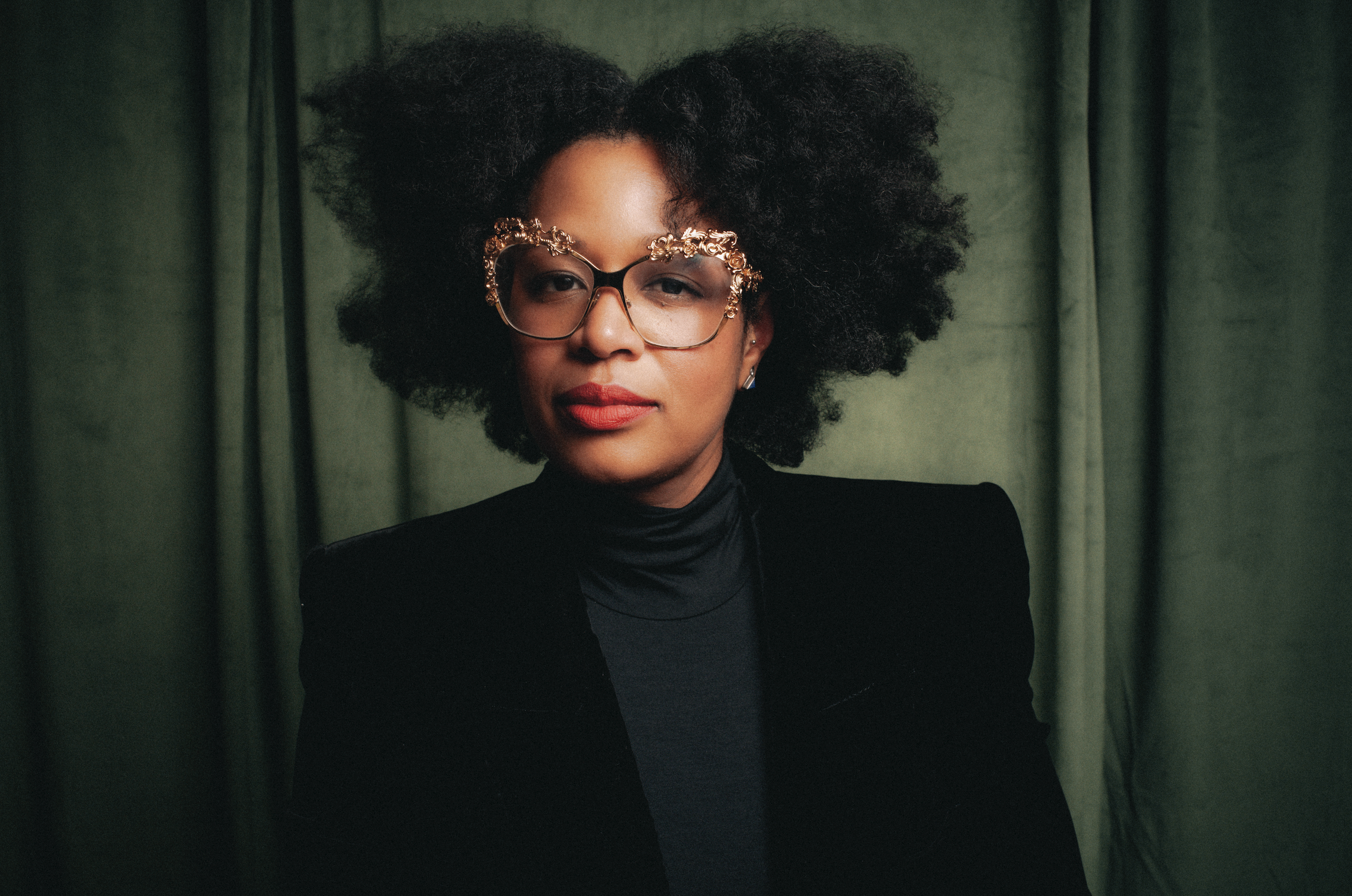 Beautiful Black woman with glasses